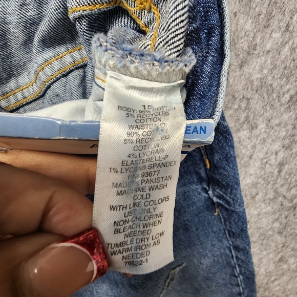 Arizona‎ Skater Jean Womens Sz 15 Blue Distressed Wide Leg Slouchy High Rise NEW - Picture 6 of 10